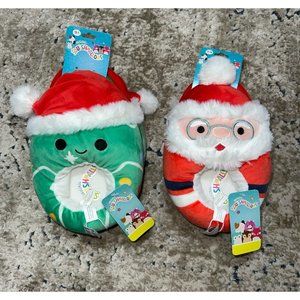 NWT Squishmallows Slippers 2 Pairs Red Santa Green Christmas Tree